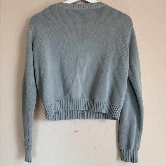 John Galt Brandy Melville Button Cardigan Academia Sage Green Cotton One Size - Picture 6 of 6